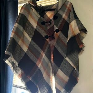 Plaid Toggle Poncho